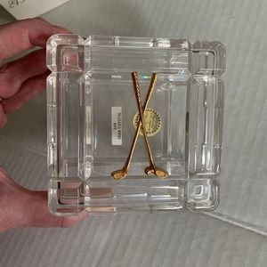 Golfing Lead Crystal Trinket Box 1986 Gerity Products W/ Original Box Beautiful
